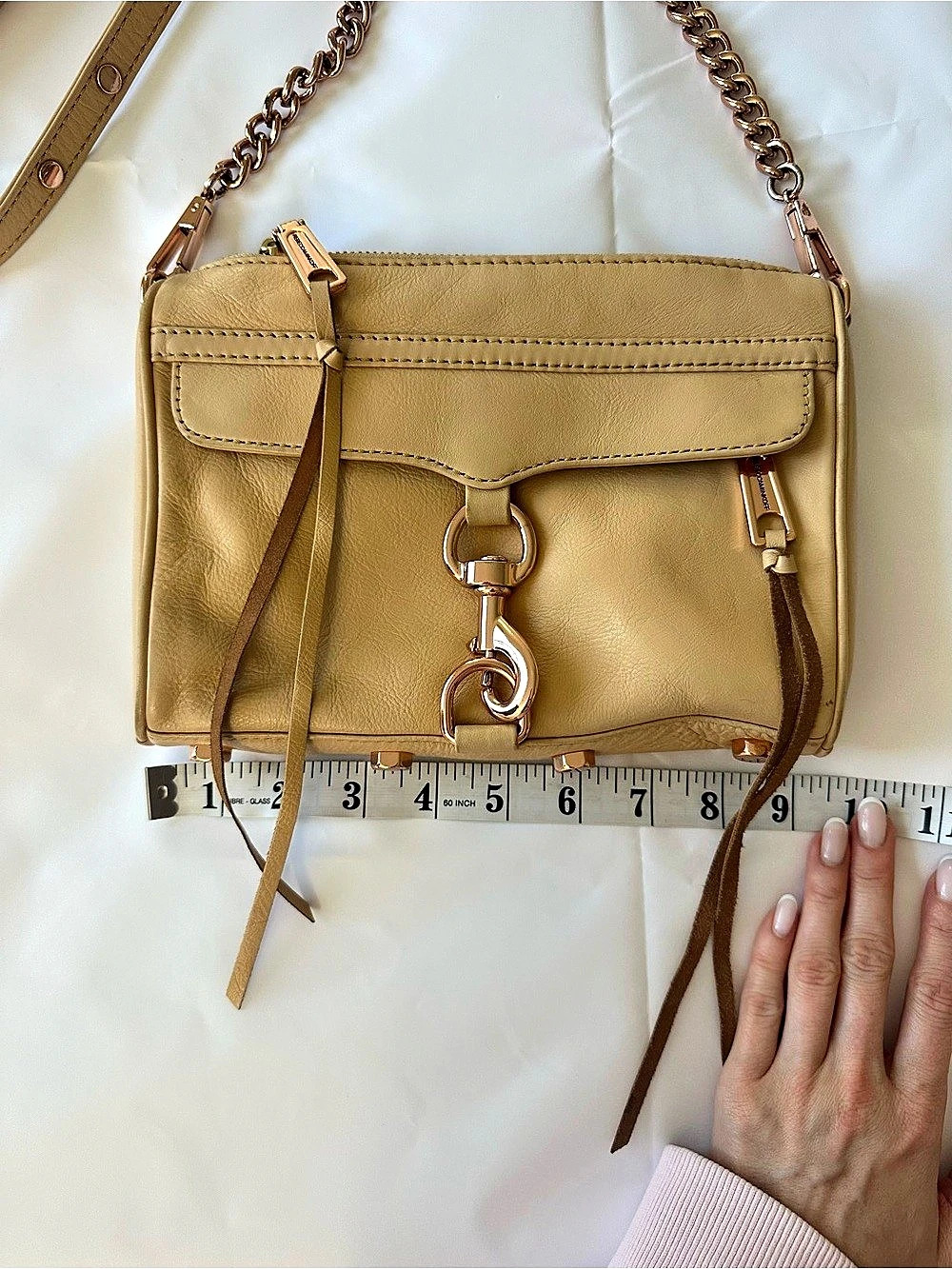 Rebecca Minkoff Mini MAC Crossbody Leather Bag in Tan